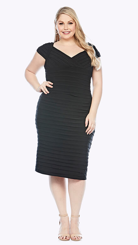 threetimes ♥ Stretch lace up dress /追跡付 44302: Knee Length A-Line Dress with Sequined Chantilly Lace